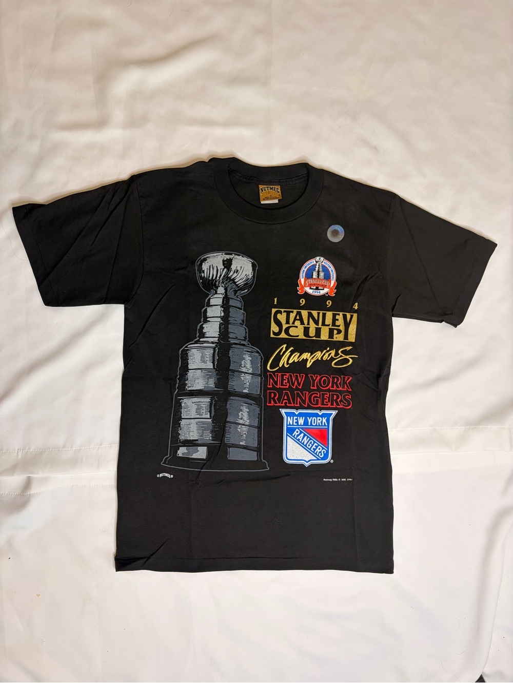 NWT Vintage Mens M 1994 New York Rangers Stanley Cup Nutmeg T Shirt Gold Tab